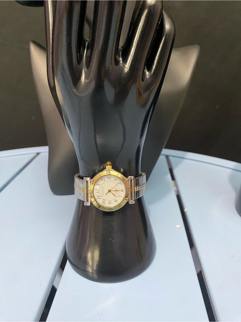 Vintage Women’s Carriage By Timex Stretch Band Silver Tone Watch